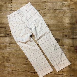 Nike Dri Fit performance athletic white plaid pant